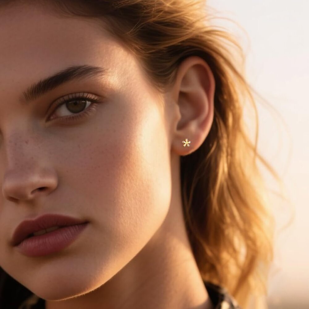 Solid 925 Sterling Silver Daisy Stud Earrings Flo… - image 2